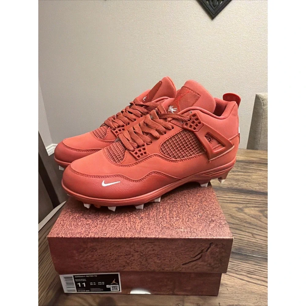 Custom Air Jordan 4 Brick by Brick Football Cleats  Mens Size 11